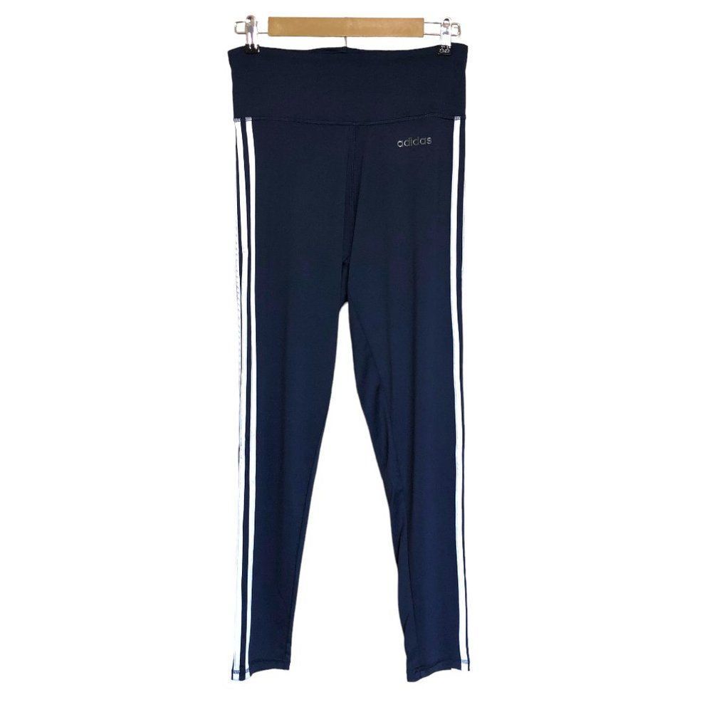 adidas Navy Blue Track Pants with White Side Stripes